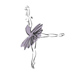 art sketched beautiful young ballerina with tutu in ballet pose © Irina_QQQ
