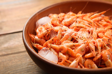 Boiled shrimp, seafood.