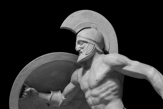 Roman statue of warrior in helmet