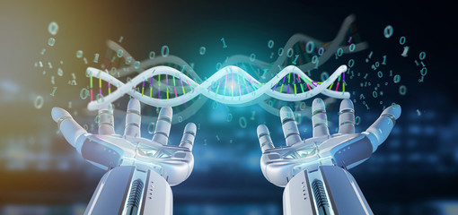 data coded Dna with binary file around 3d rendering