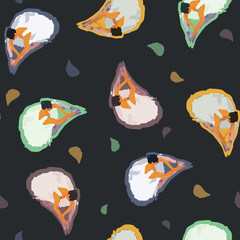 Vector Paisley Ballerinas in dusty pastel shades on dark seamless pattern background. Perfect for fabric, scrapbooking and wallpaper projects. © Aga Bell