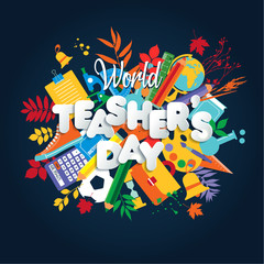 Happy Teacher s Day poster concept. World celebration.