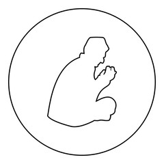 Praying Muslim icon black color in round circle