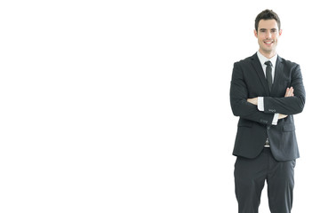 business man on white background.Handsome cheerful asian executive business man on white background