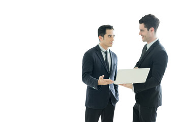 business man on white background.Handsome cheerful asian executive business man on white background