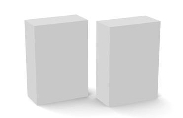 White Packaging Box, Mock Up Template On Isolated White Background, Ready For Your Design, 3D Illustration