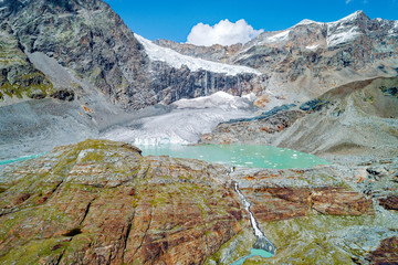 Alta Valmalenco (IT) - Vista aerea del ghiacciaio di Fellaria Orientale  - settembre 2018 