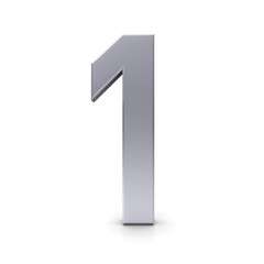 1 number one first 3d silver sign isolated