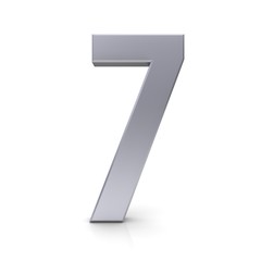 7 number seven seventh 3d silver sign isolated
