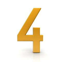 Obraz premium four number 4 fourth gold 3d numeral isolated