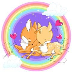 Cute baby deer. Hand drawn vector cartoon  illustration.