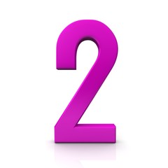 number 2 two second 3d pink rendering isolated