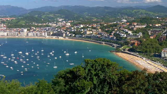 Panoramic aerial view of San Sebastian Donostia , Basque Country, Spain