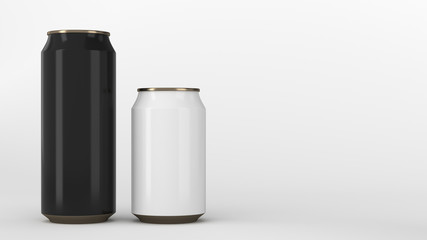 Big black and small white gold soda cans mockup