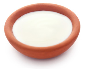 Fresh milk in a clay pottery