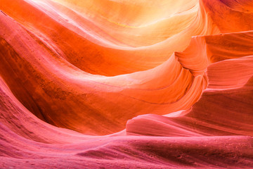 Fototapeta premium Beautiful view of Antelope Canyon sandstone formations in famous Navajo Tribal national park near Page, Arizona, USA 