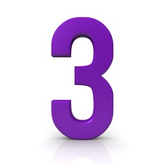number 3 three 3d purple
