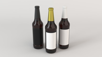 Mock up of tall beer bottles with blank labels