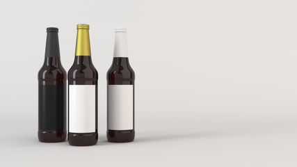 Mock up of tall beer bottles with blank labels