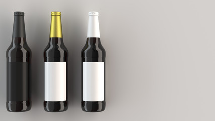 Mock up of tall beer bottles with blank labels