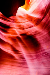 Obraz premium Beautiful view of Antelope Canyon sandstone formations in famous Navajo Tribal national park near Page, Arizona, USA 