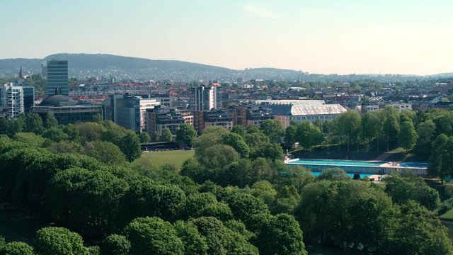 Drone shot of majorstua in Oslo, Norway, side
