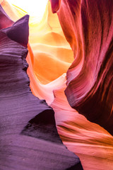 Beautiful view of Antelope Canyon sandstone formations in famous Navajo Tribal national park near Page, Arizona, USA
