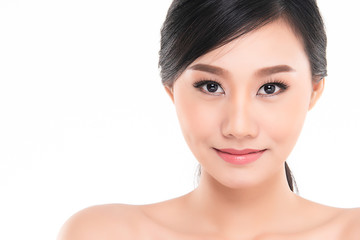 Fototapeta premium Beautiful Young Asian Woman with Clean Fresh Skin