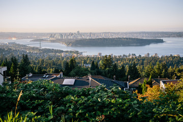Early summer morning view from West Vancouver to Vancouver.