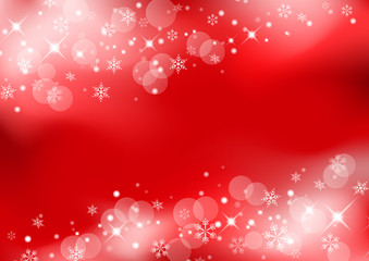 赤い背景にキラキラと雪が降るクリスマス