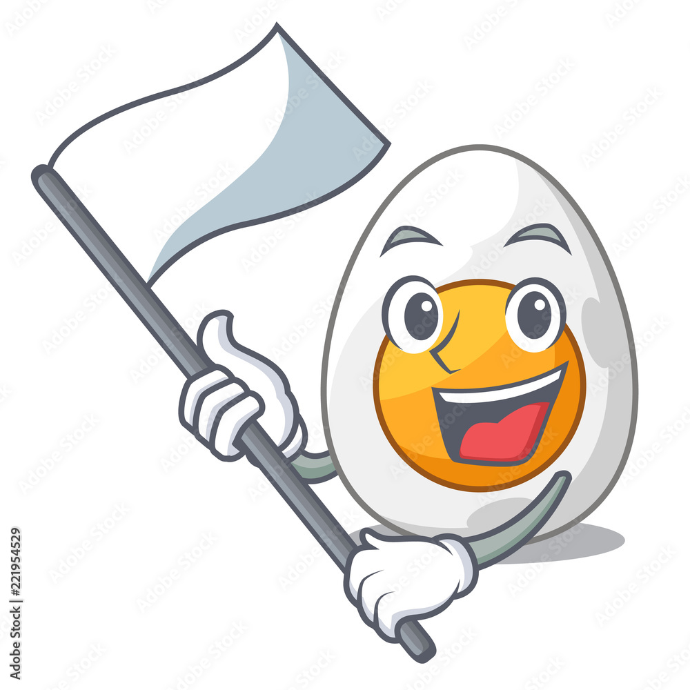 Poster With flag freshly boiled egg isolated on mascot cartoon