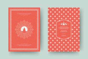 Christmas greeting card design template vector illustration.