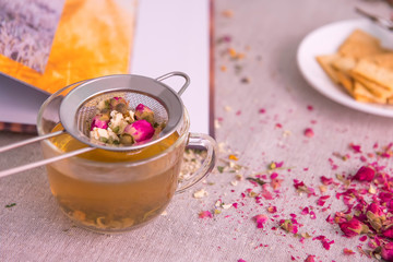Autumn herbal tea on the table