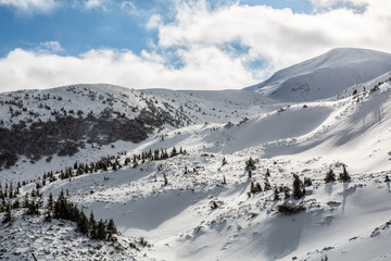 Fototapeta na wymiar Winter landscape. Mountains in the snow
