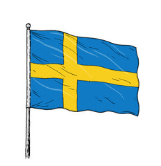 Flag of Sweden - vintage like colour illustration of Swedish flag. Contour on white background.