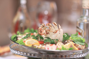 close up.the dish at the restaurant on blurred background