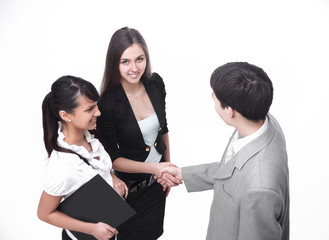 business partners shake hands before the talks