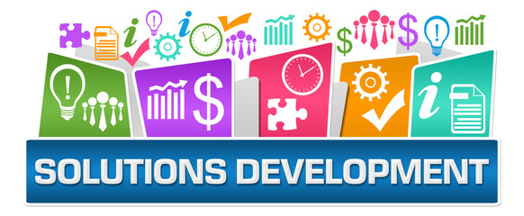 Solutions Development Business Symbols On Top Colorful 