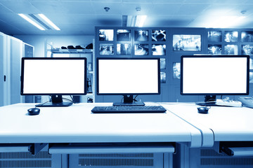 Modern plant control room and computer monitors