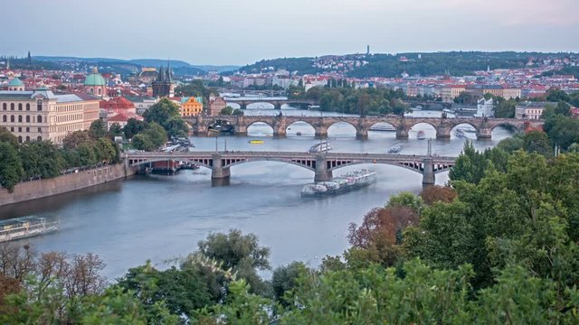 Bridges of Prague including the famous Charles Bridge, Czech Republic