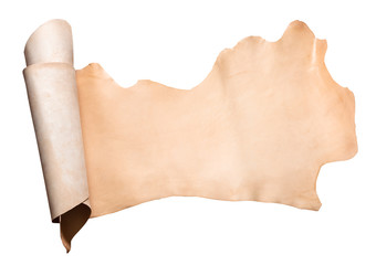 rolled piece of unpainted vegetable-tanned leather