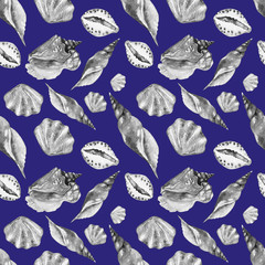 Shells on the bottom of the sea. pattern, watercolor - 221963926