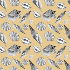 Shells on the bottom of the sea. pattern, watercolor - 221963953