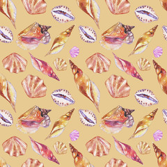 Shells on the bottom of the sea. pattern, watercolor - 221963962