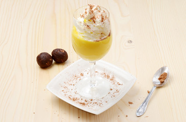 Italian cream hot drink - Bombardino. Europe.