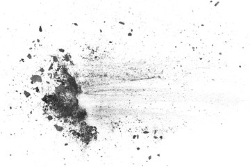 Charcoal dust texture isolated on white background