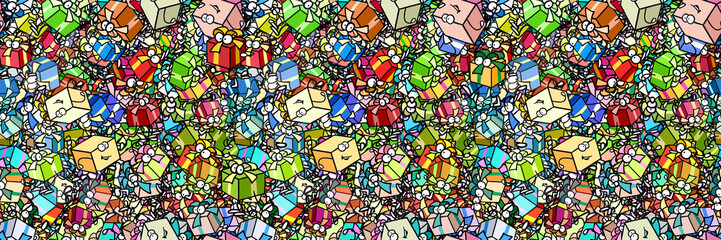 Fototapeta premium Viele Geschenke als nahtloser Hintergrund Header