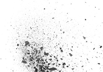 Charcoal dust texture isolated on white background