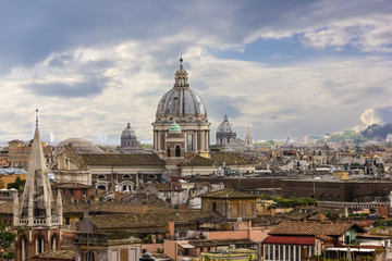 St Peter's Basilica and the roofs view, Vatican, Rome, Italy