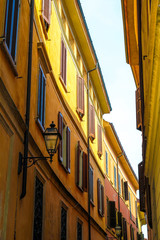 View on the historic architecture in Cremona, Italy on a sunny day.